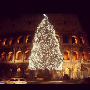 Colosseum with a Christmas tree
